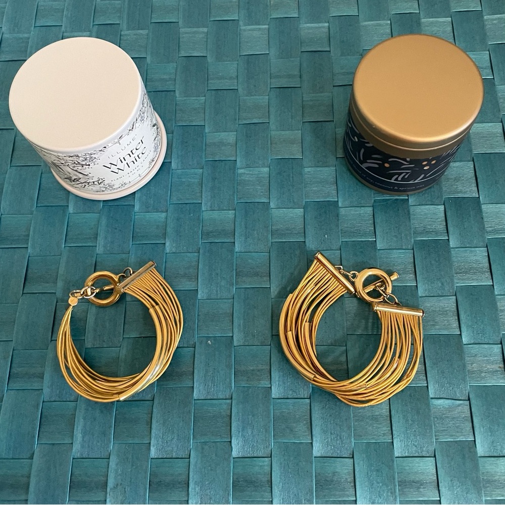 Two futuristic tube layers bracelets